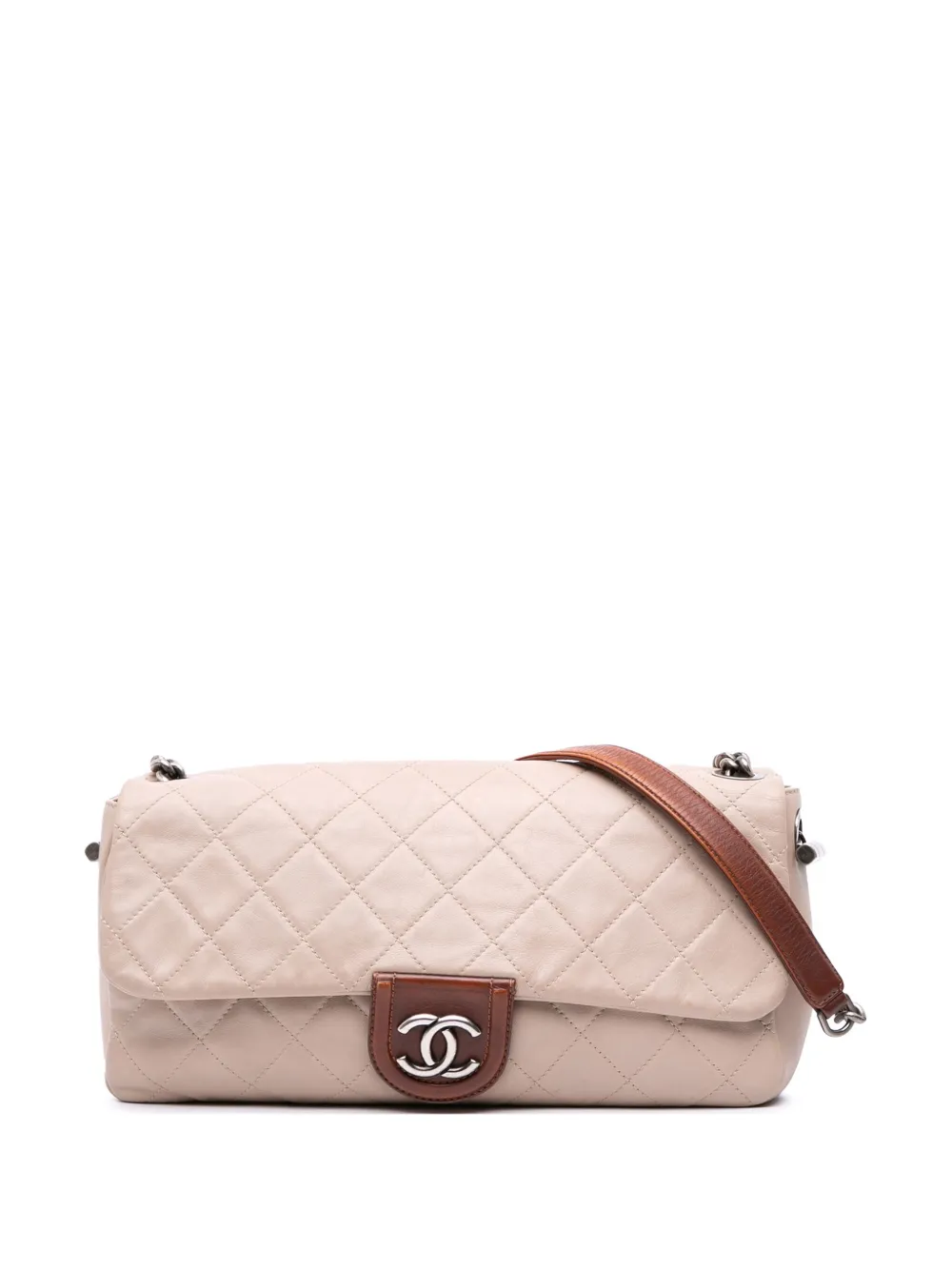 CHANEL Pre-Owned 2012 ラージ マトラッセ ラムスキン カントリーシック フラップ ショルダーバッグ - ブラウン CHANEL Pre-Owned 2012 ラージ マトラッセ ラムスキン カントリーシック フラップ ショルダーバッグ - ブラウン