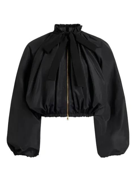 Patou bow-detailed balloon-sleeve bomber jacket