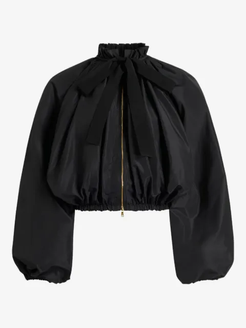 Patou bow-detailed balloon-sleeve bomber jacket