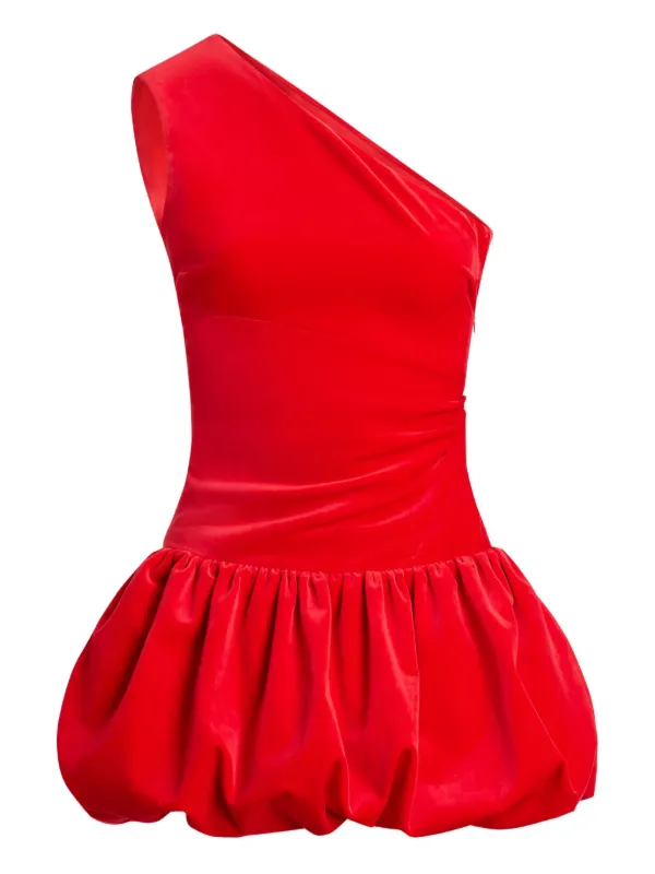 Patou - One-Shoulder Bloomer-Effect Mini Dress in Organic Cotton Velvet - Red - Size 38