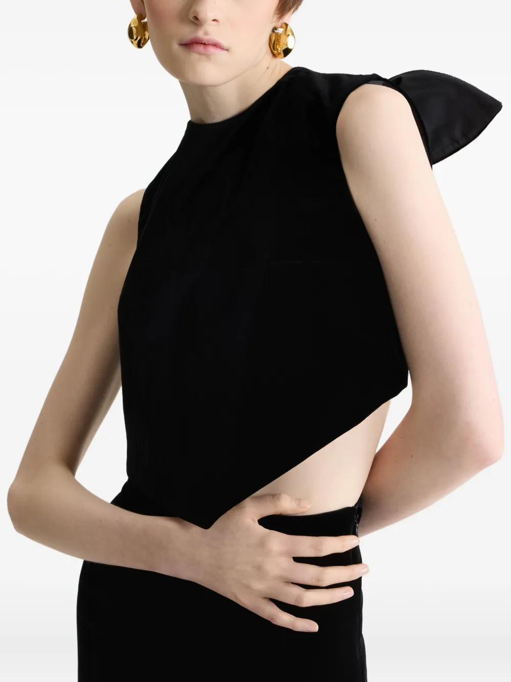 Patou Mouwloze top met strikdetail Zwart