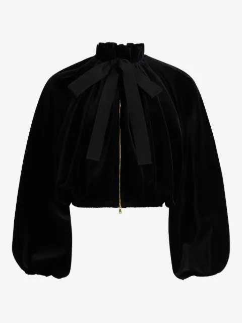 Patou balloon-sleeve velvet jacket