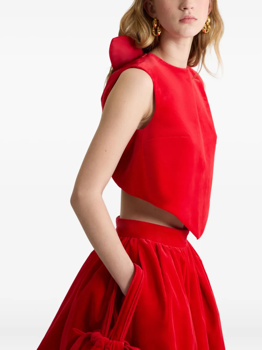 Patou Mouwloze top met strikdetail Rood