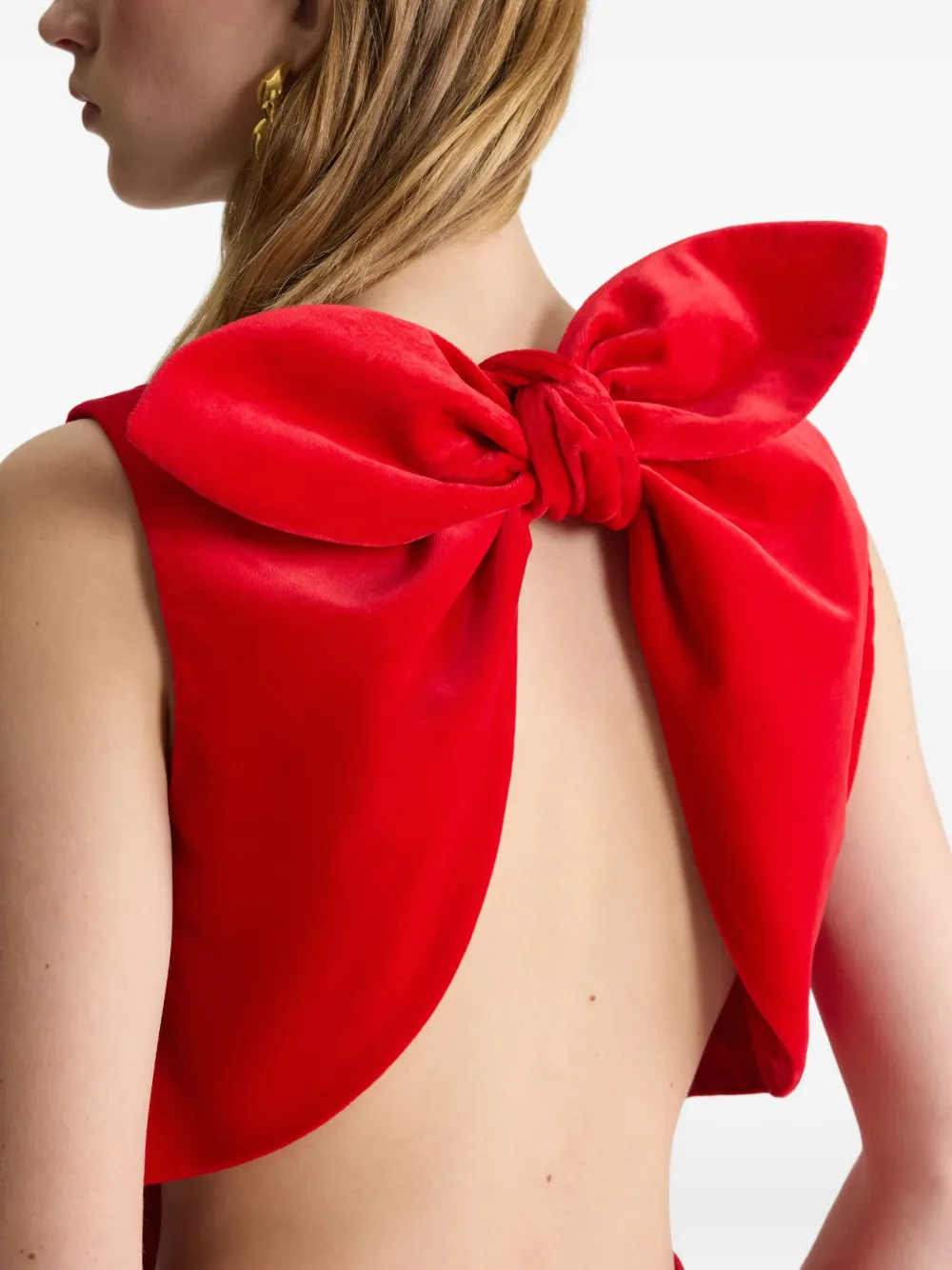 Patou Mouwloze top met strikdetail Rood
