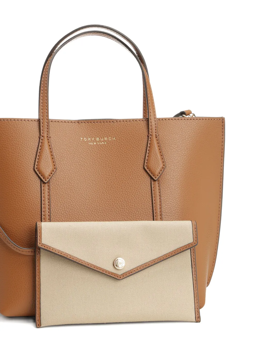 Tory Burch Kleine Perry leren shopper Bruin