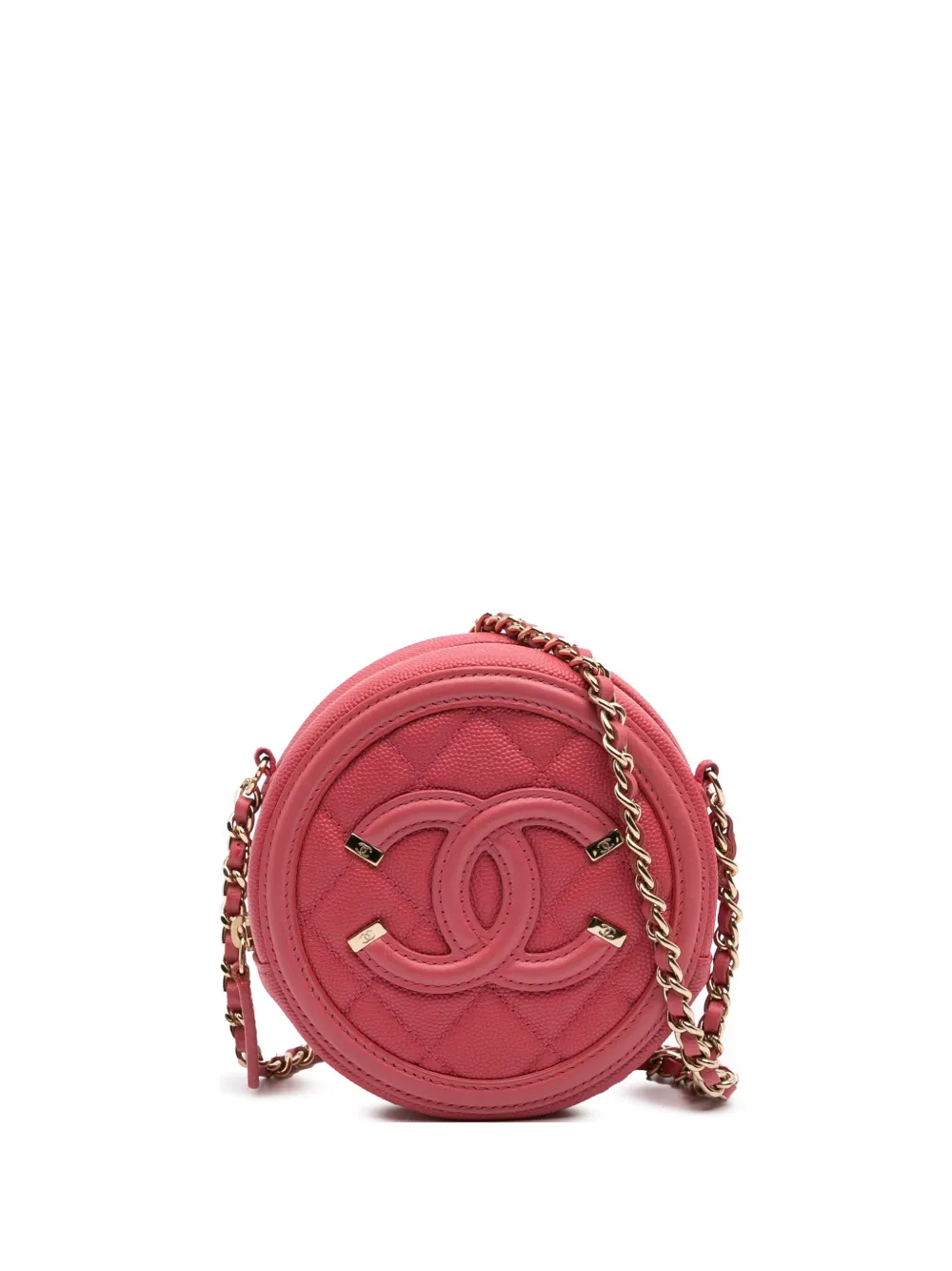 CHANEL Pre-Owned 2019 キャビア ココマーク フィリグリー ラウンド ショルダーバッグ - ピンク CHANEL Pre-Owned 2019 キャビア ココマーク フィリグリー ラウンド ショルダーバッグ - ピンク