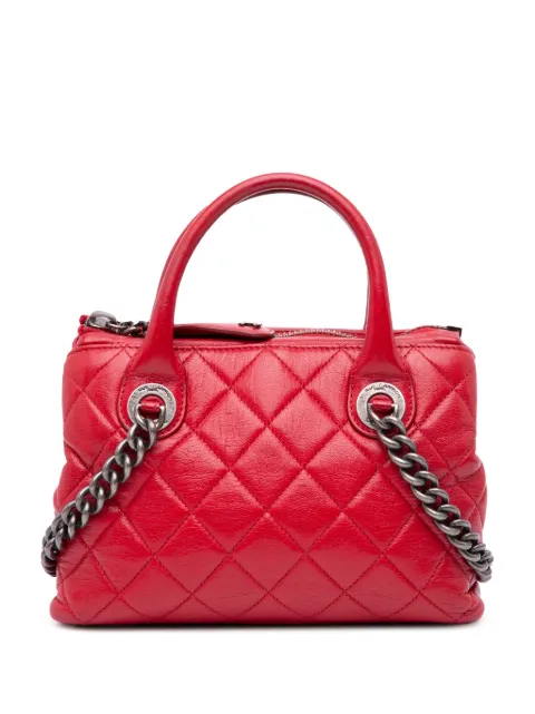 CHANEL Pre-Owned 2014-2015 Small Quilted Shiny Sheepskin Boy Chained Tote satchel