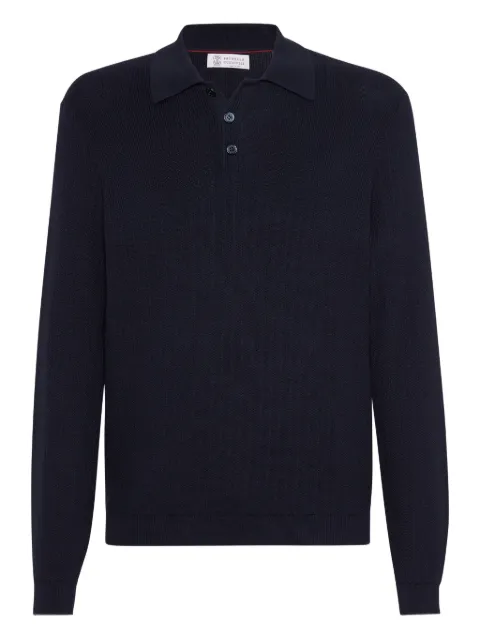 Brunello Cucinelli ribbed long-sleeve polo shirt