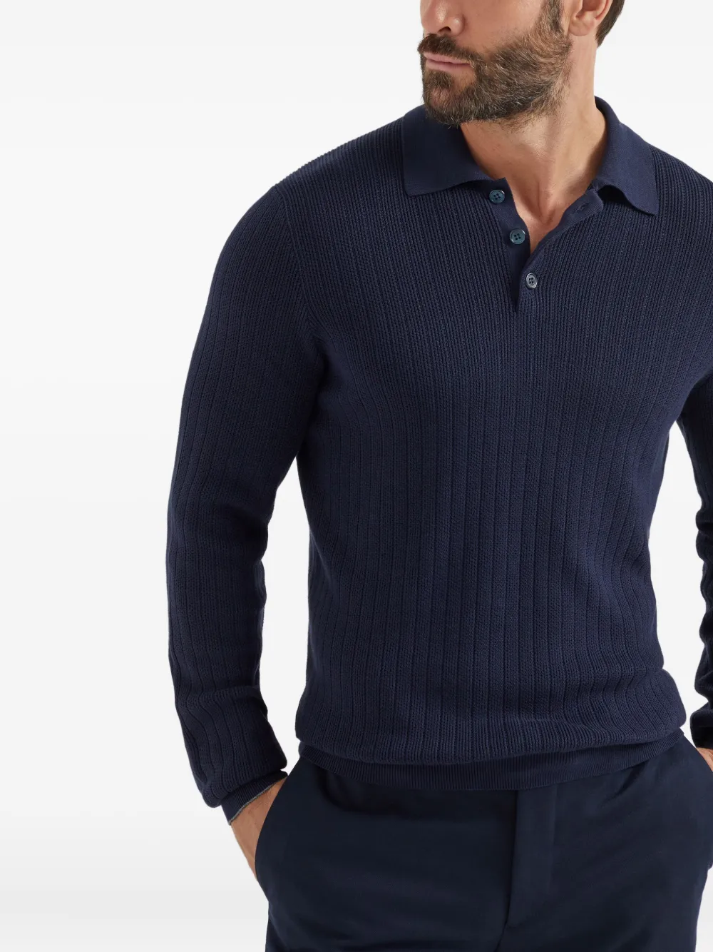 Brunello Cucinelli Poloshirt met lange mouwen Blauw