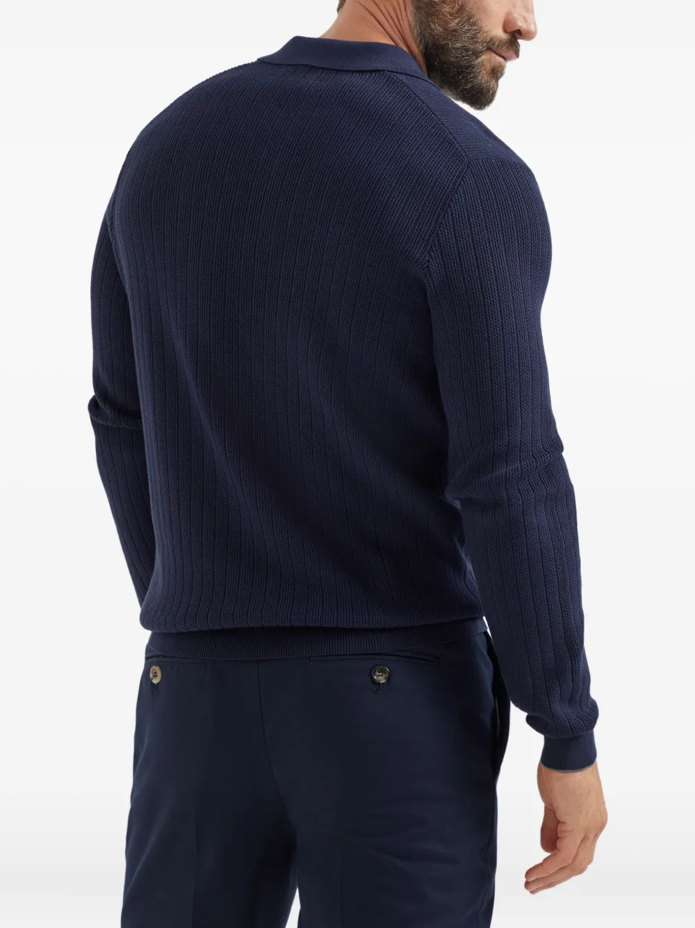 Brunello Cucinelli Poloshirt met lange mouwen Blauw