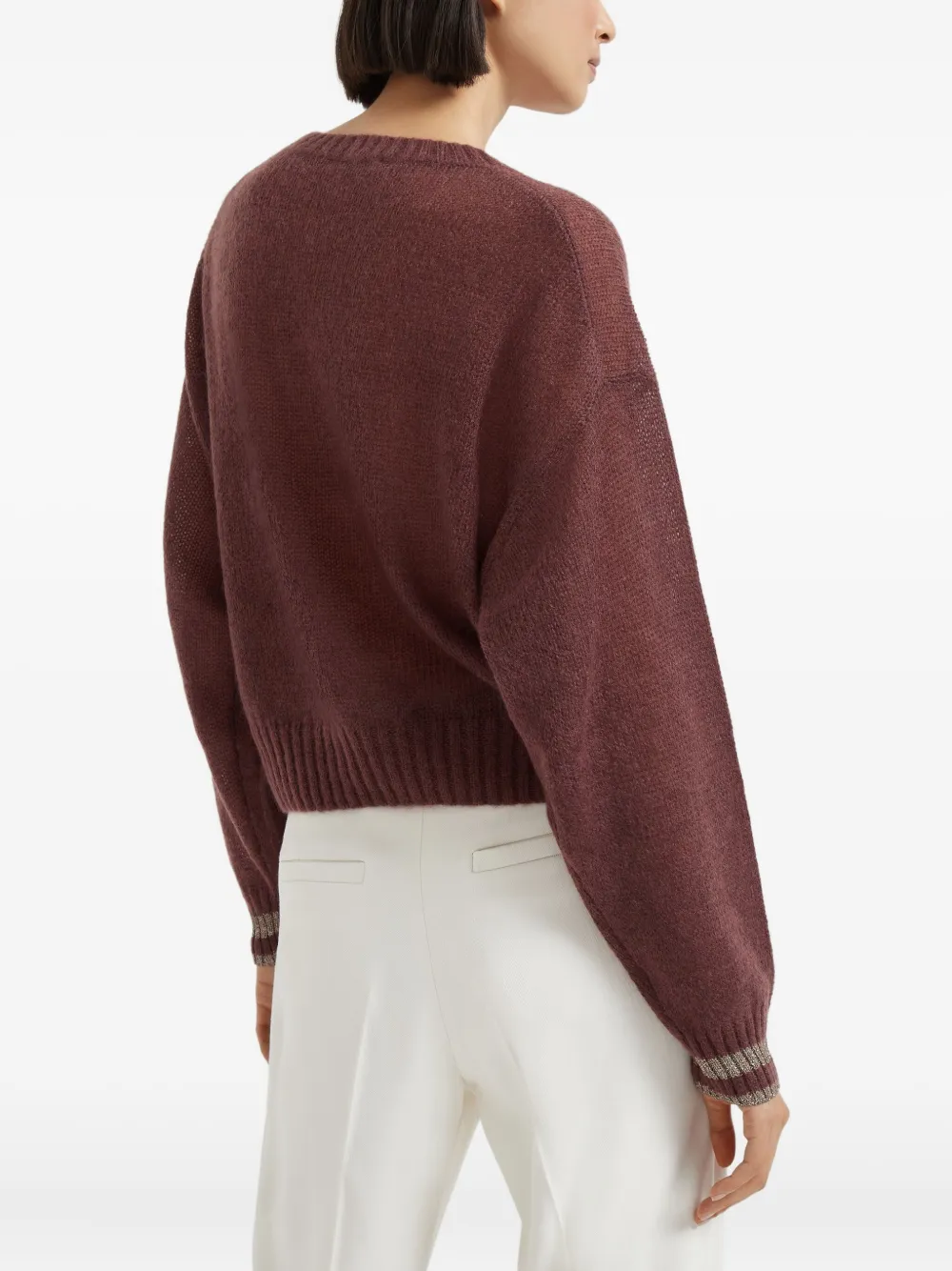 Brunello Cucinelli Trui met geribbelde afwerking Paars