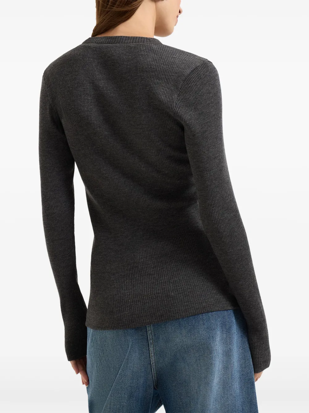 Brunello Cucinelli ribbed V-neck sweater Grijs