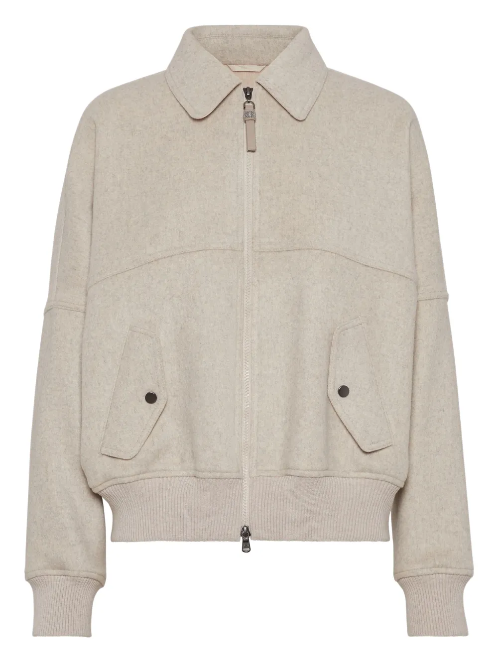 Brunello Cucinelli Bomberjack met rits Beige