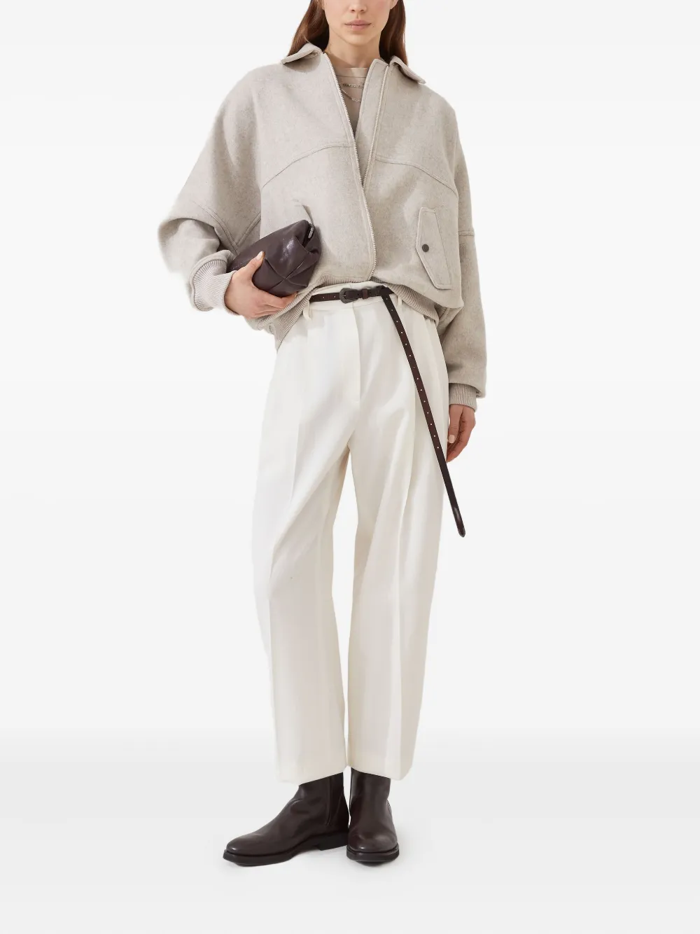 Brunello Cucinelli Bomberjack met rits Beige