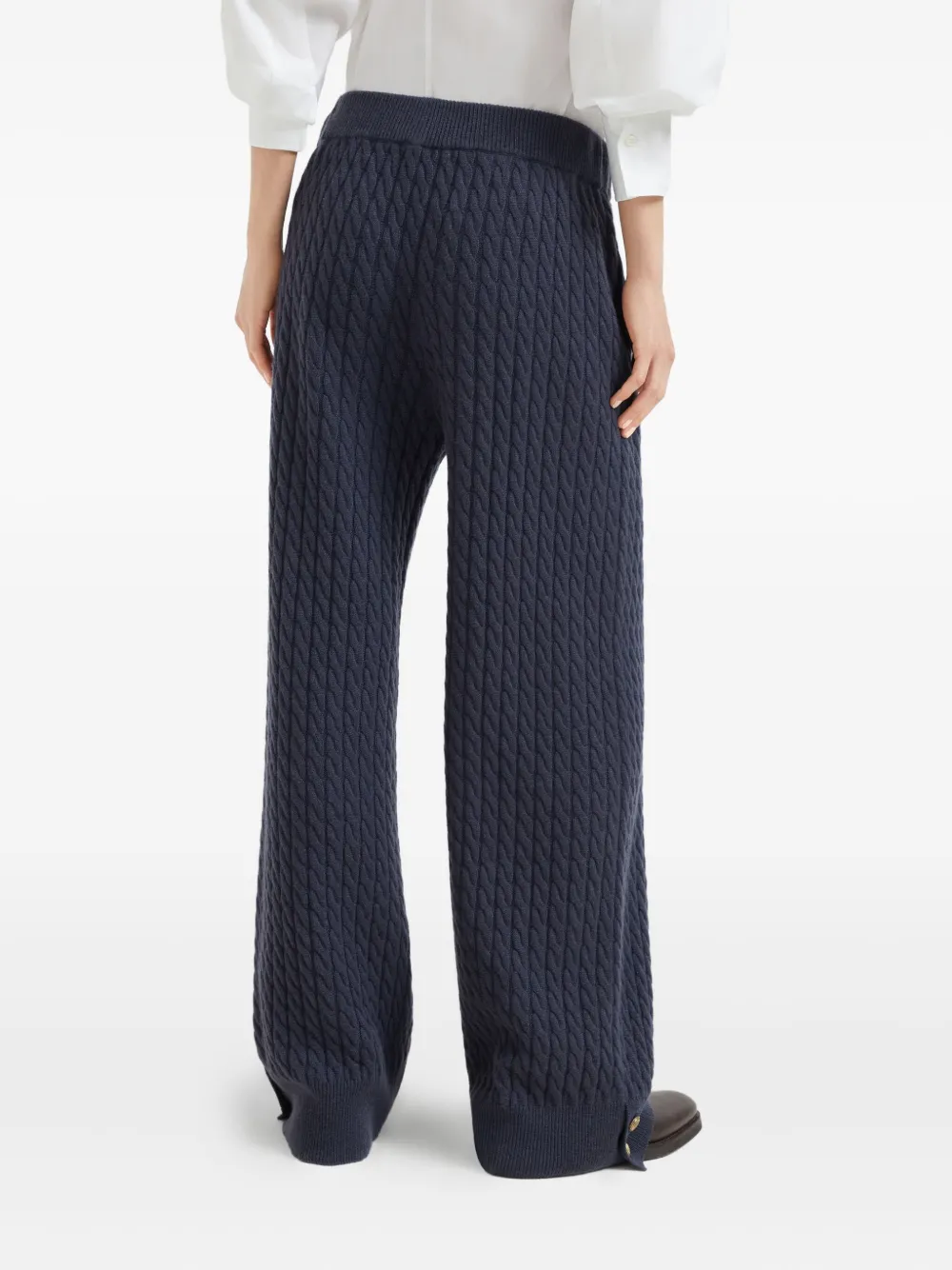 Brunello Cucinelli cable-knit trousers Blauw
