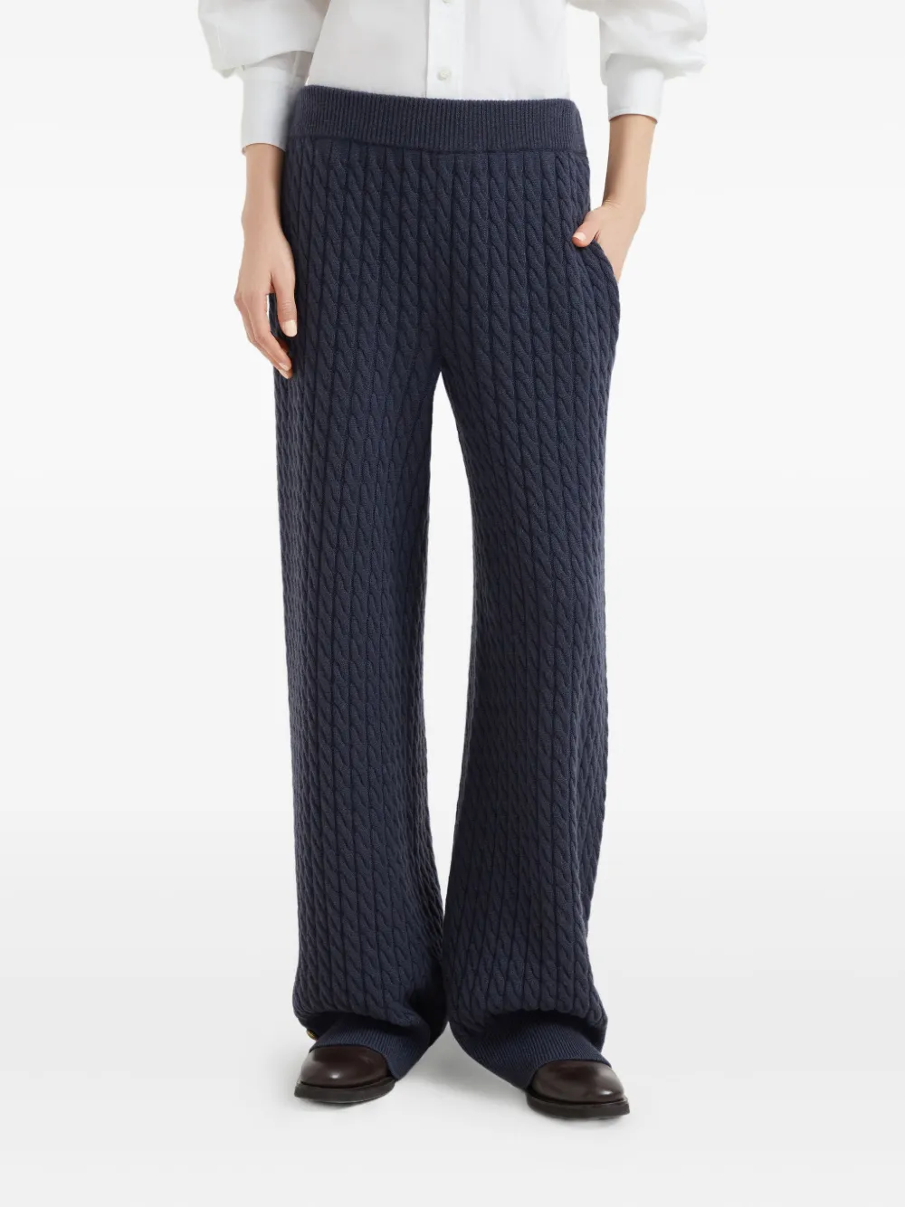 Brunello Cucinelli cable-knit trousers Blauw