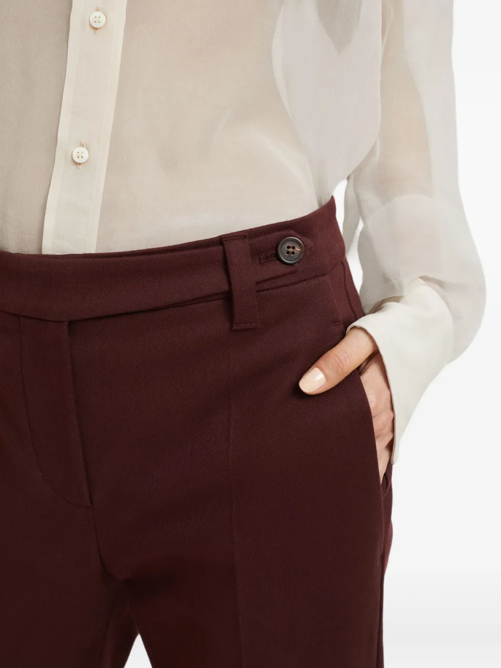 Brunello Cucinelli button-fastening stretch-cotton trousers Rood