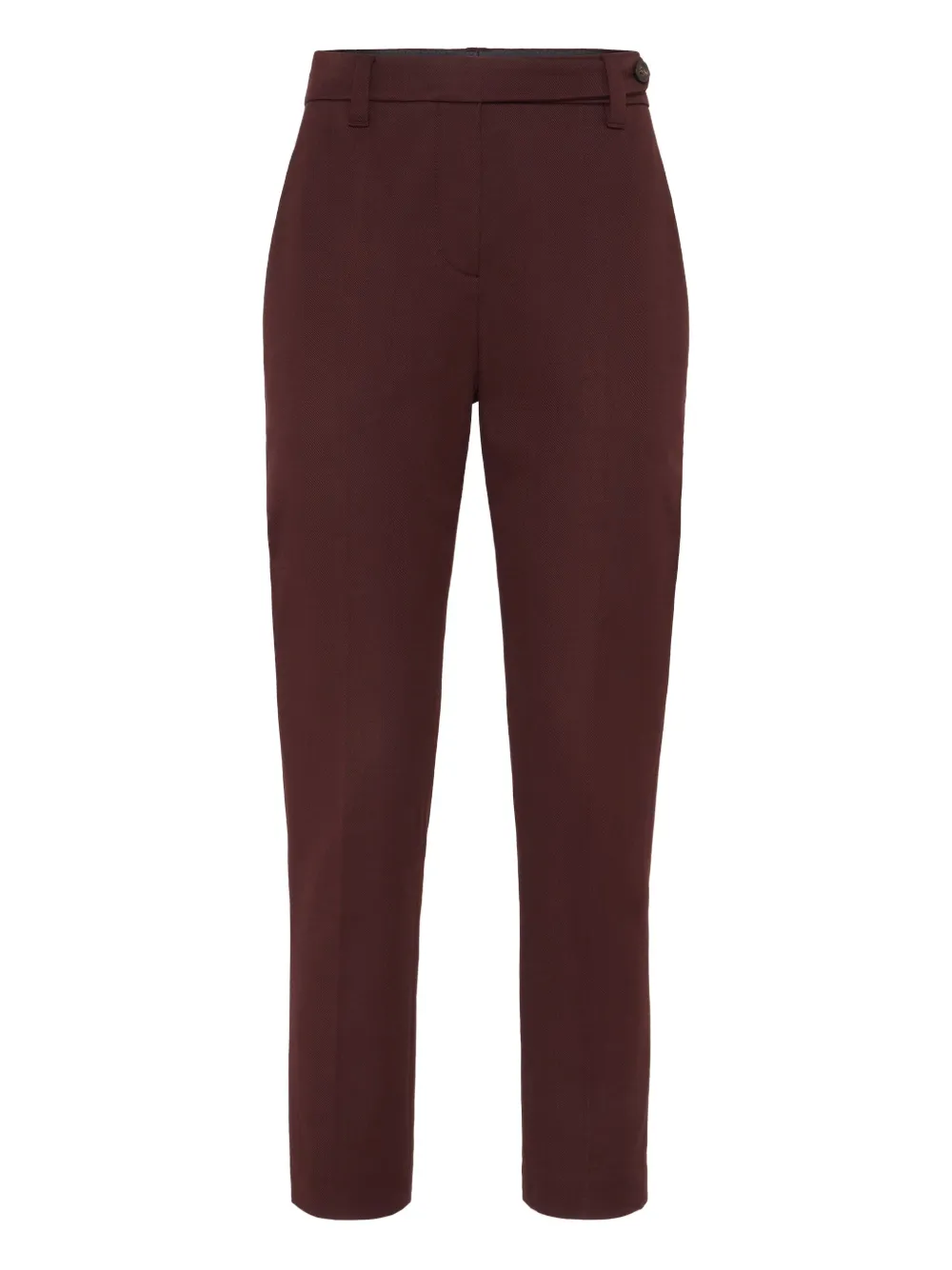 Brunello Cucinelli button-fastening stretch-cotton trousers Rood