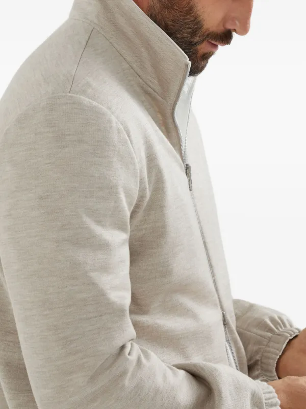 Brunello cucinelli ジャケット　46 Brunello Cucinelli logo-embroidered zip-up Jacket | White