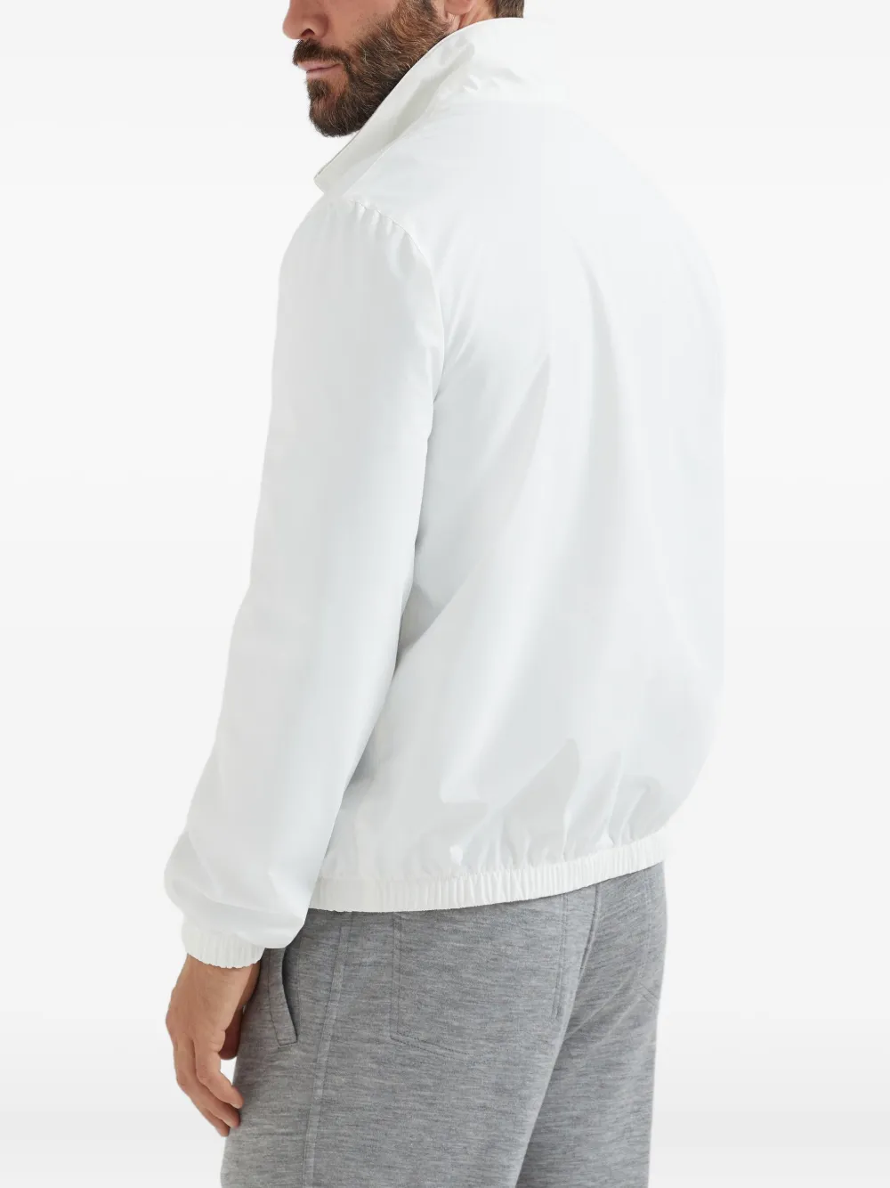 Brunello Cucinelli Jack met geborduurd logo en rits Wit
