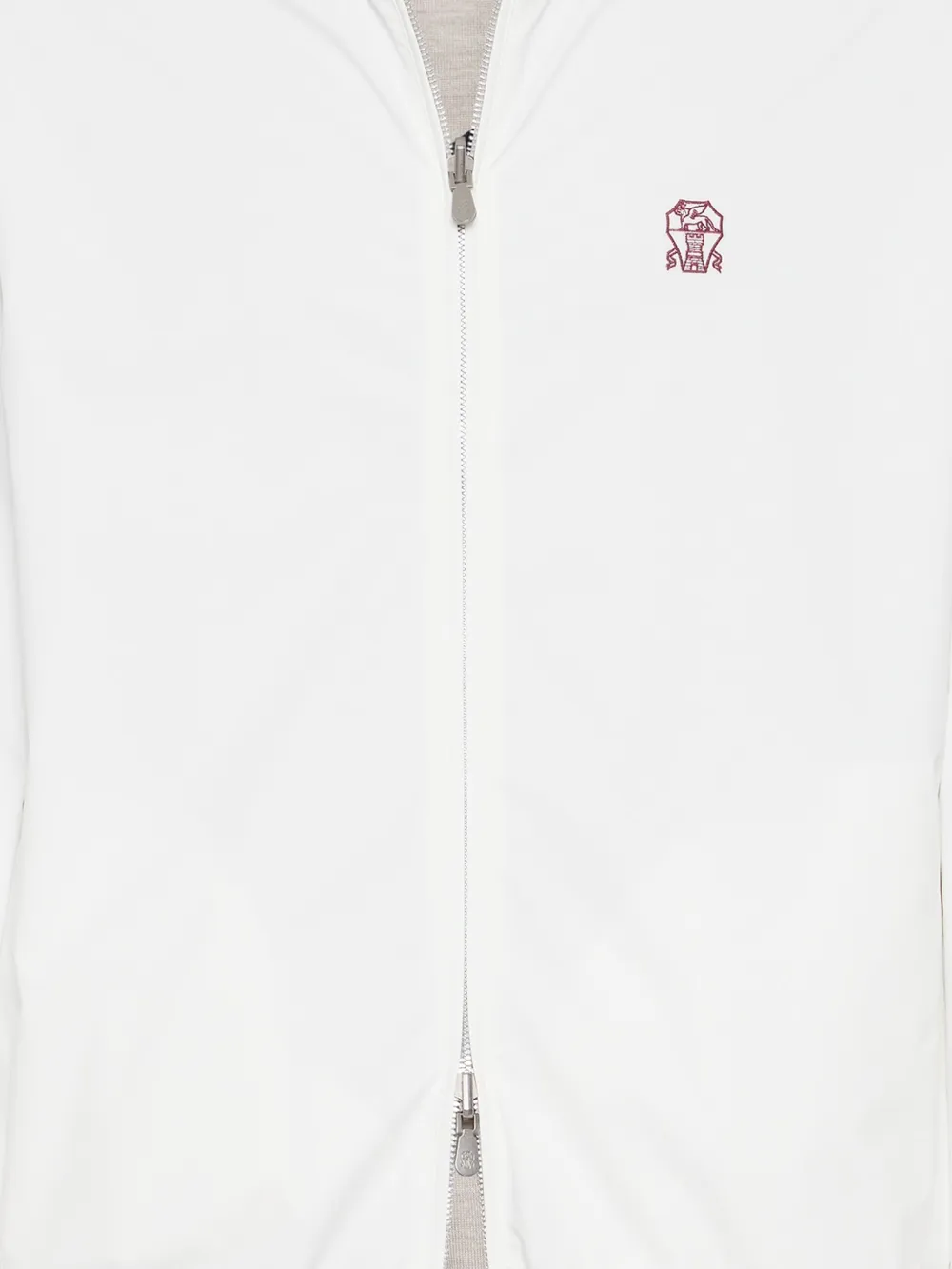Brunello Cucinelli logo-embroidered zip-up Jacket | White