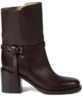 Brunello Cucinelli leather buckle-strap boots - Brown