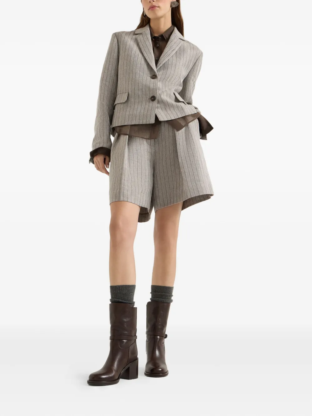 Brunello Cucinelli leather buckle-strap boots Brown