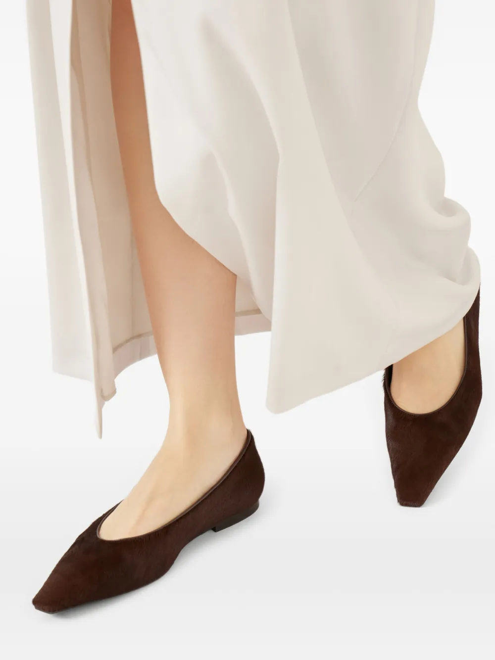 Brunello Cucinelli pointed-toe slip-on flats Brown