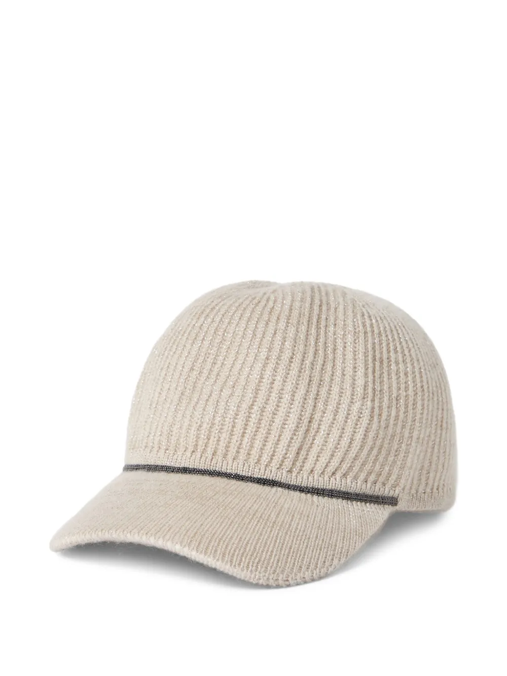 Brunello Cucinelli Sparkling Baseball Cap With Monili In Neutral