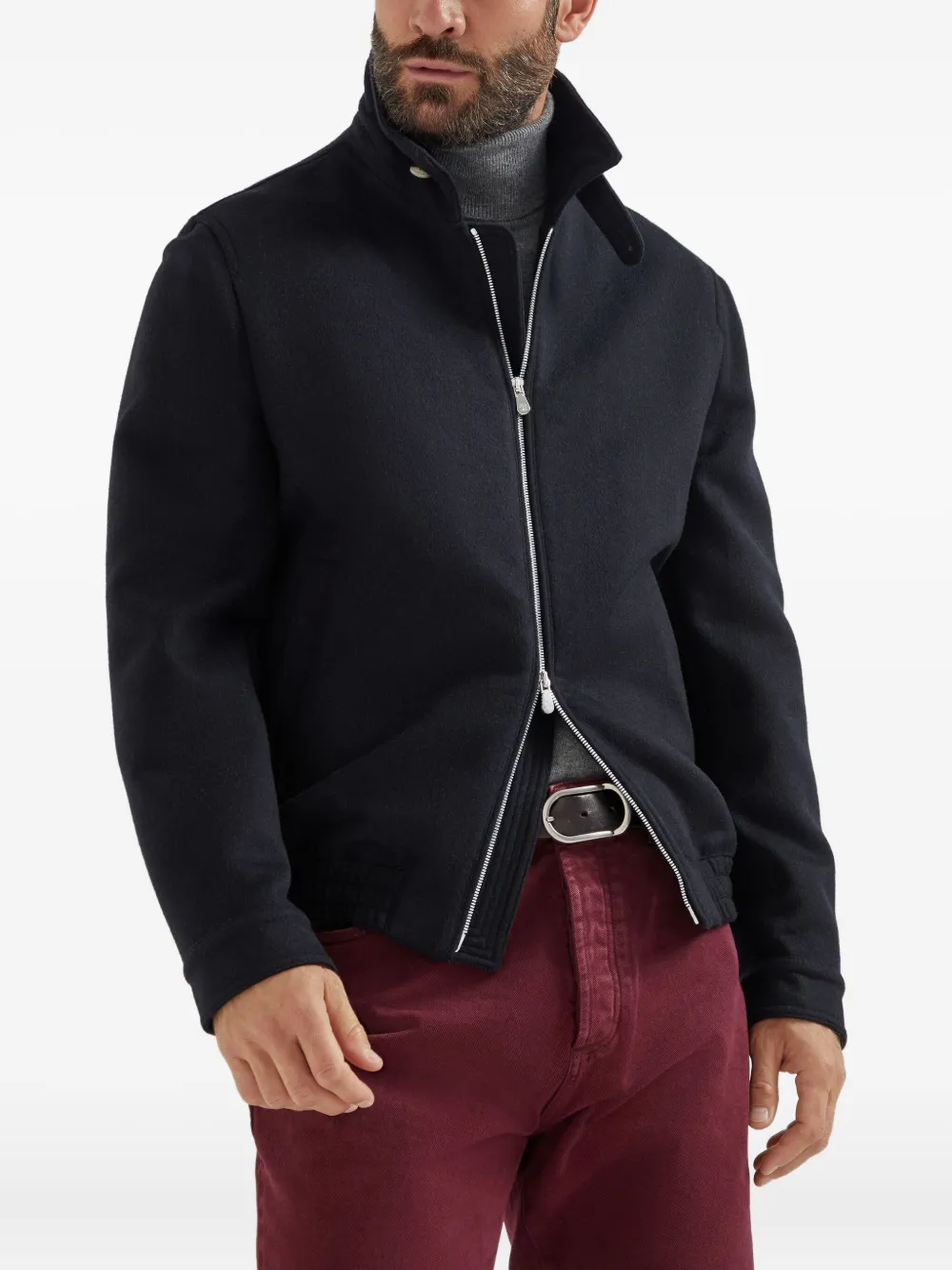 Brunello Cucinelli Wollen bomberjack Zwart