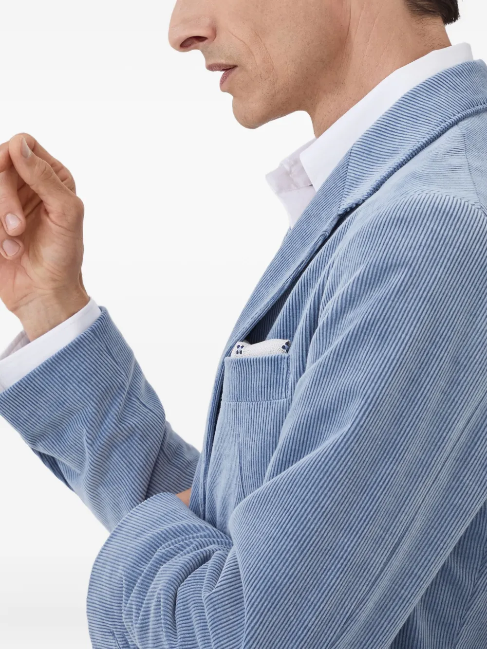 Brunello Cucinelli Ribfluwelen blazer met enkele rij knopen Blauw