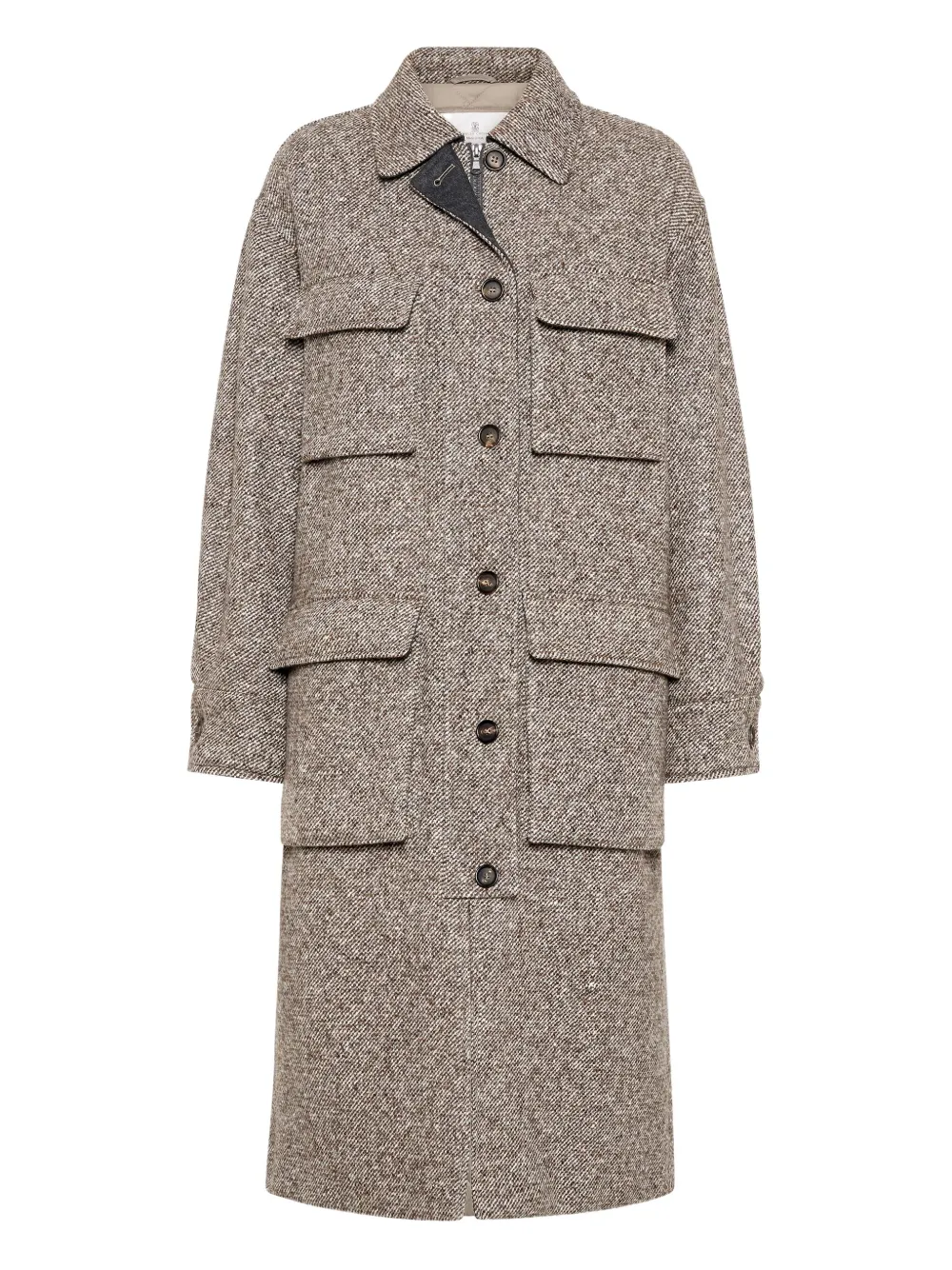 Brunello Cucinelli Jack met visgraatpatroon en zak Bruin