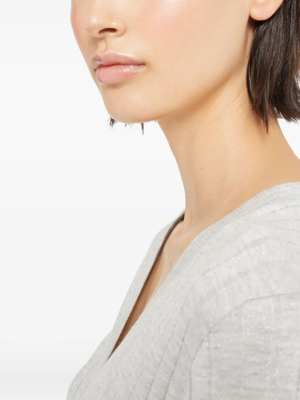 Brunello Cucinelli ribbed V-neck top Grijs