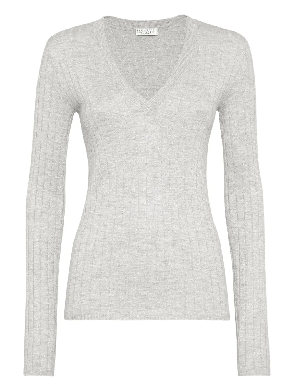 Brunello Cucinelli ribbed V-neck top Grijs
