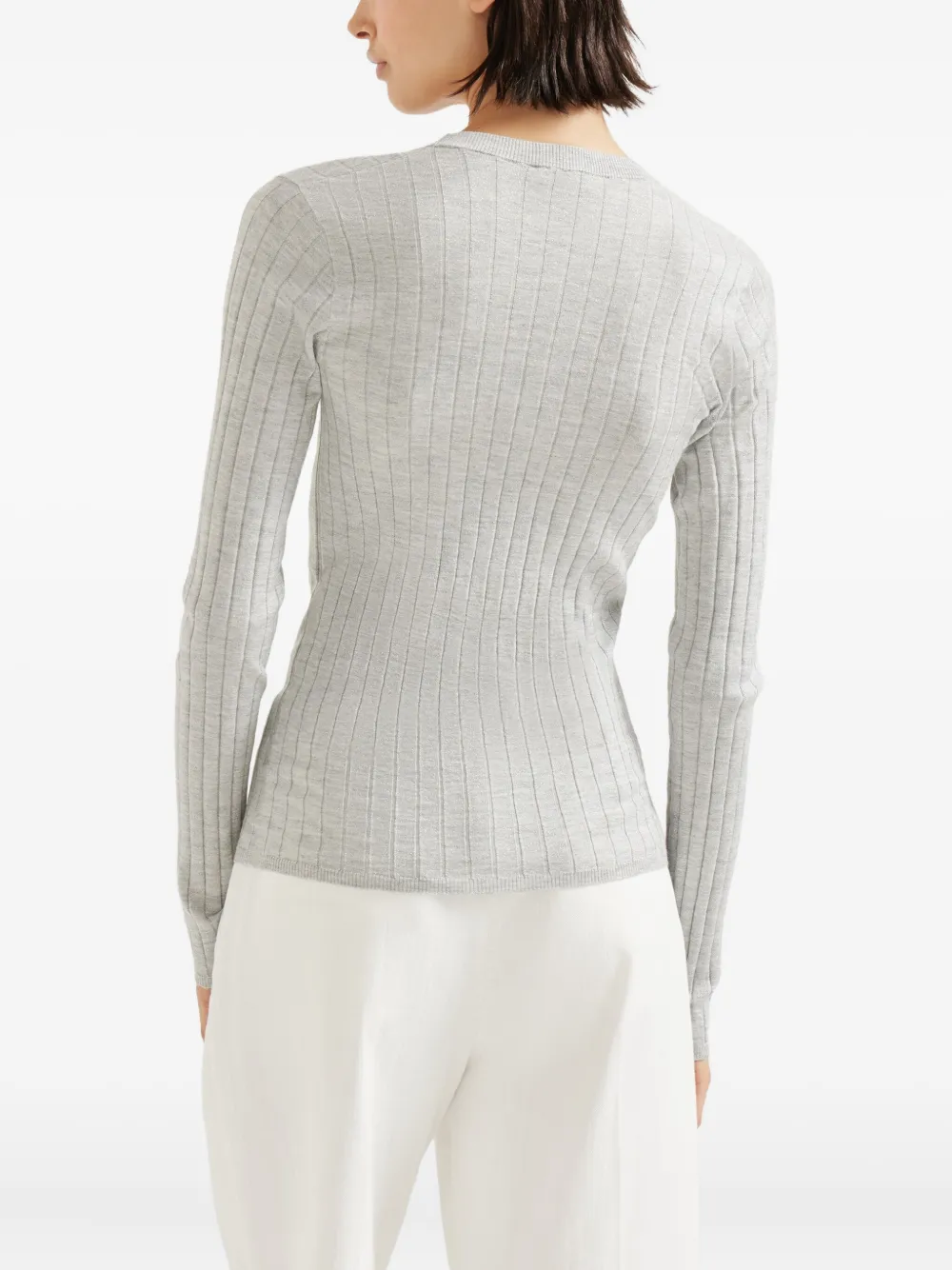 Brunello Cucinelli ribbed V-neck top Grijs