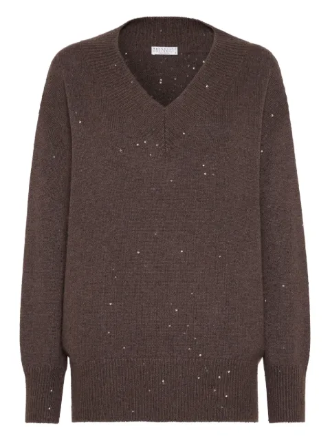 Brunello Cucinelli sequin-embellished V-neck sweater