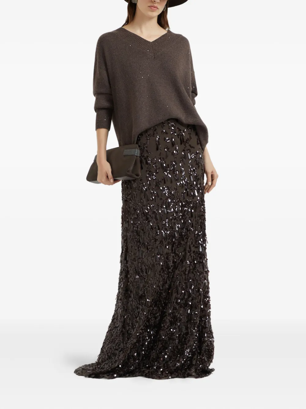 Brunello Cucinelli sequin-embellished V-neck sweater | Knitted Sweaters | Image 2