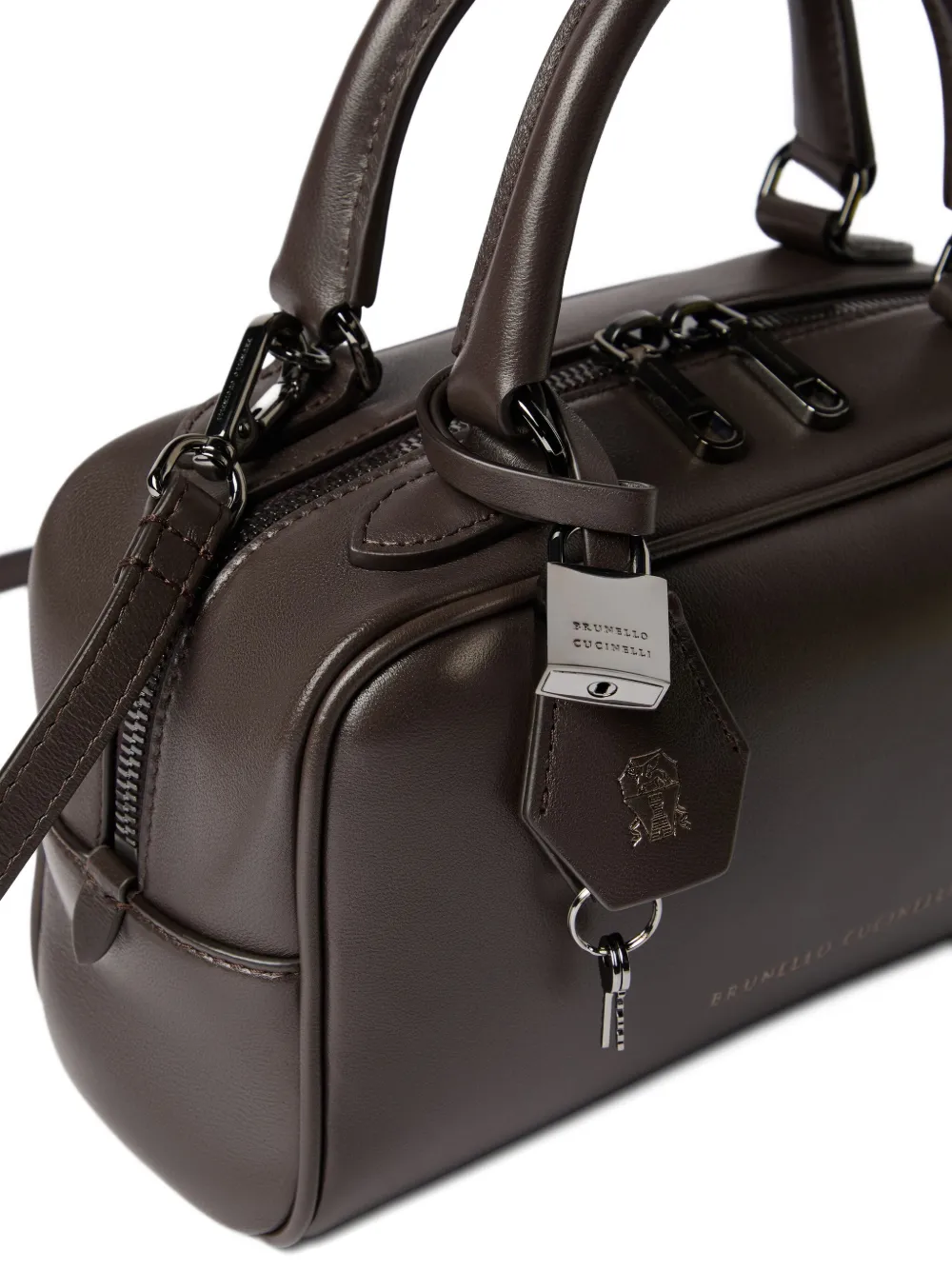 Brunello Cucinelli Boston Explorer top-handle padlock bag Bruin