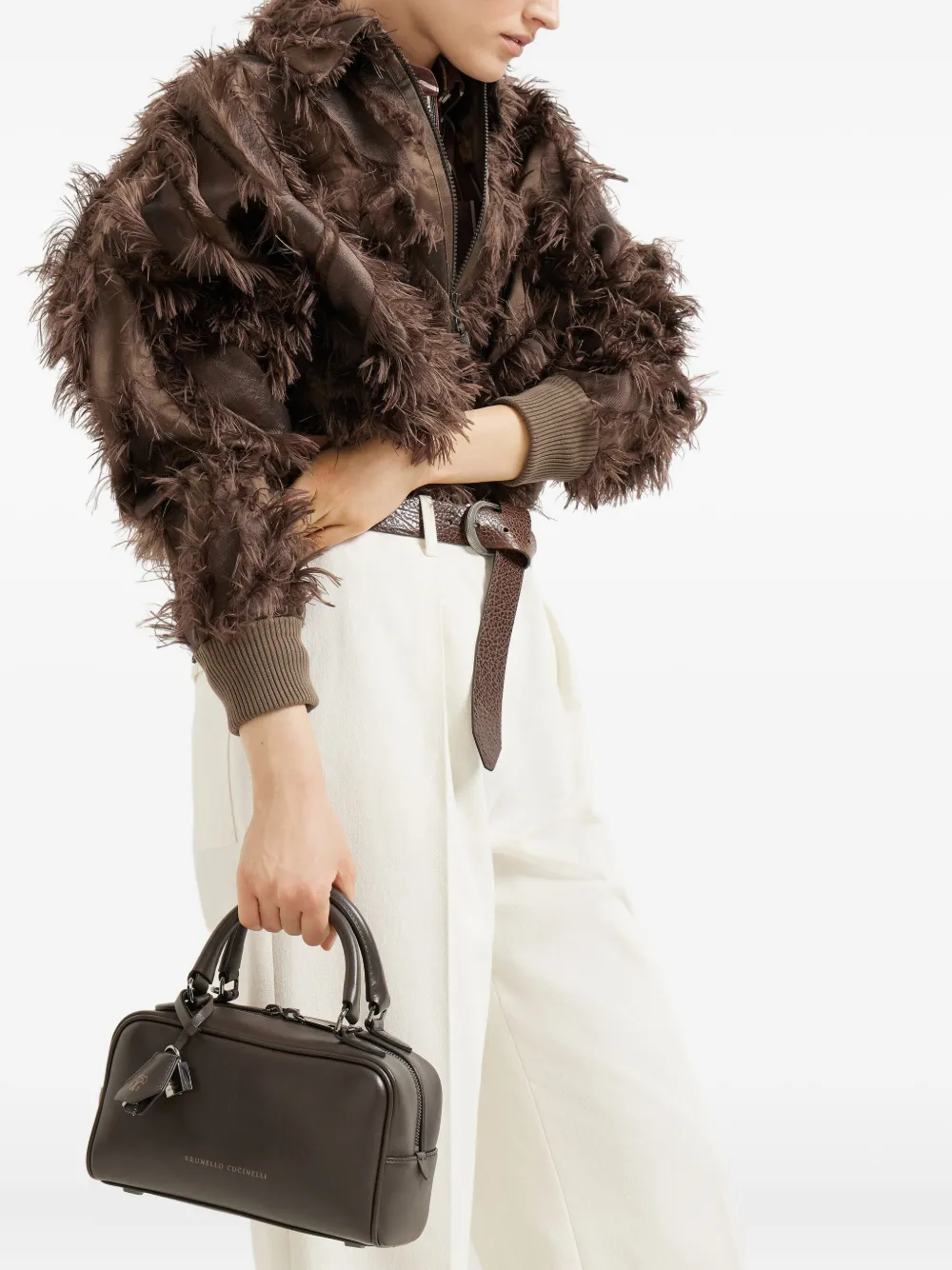 Brunello Cucinelli Boston Explorer top-handle padlock bag Bruin