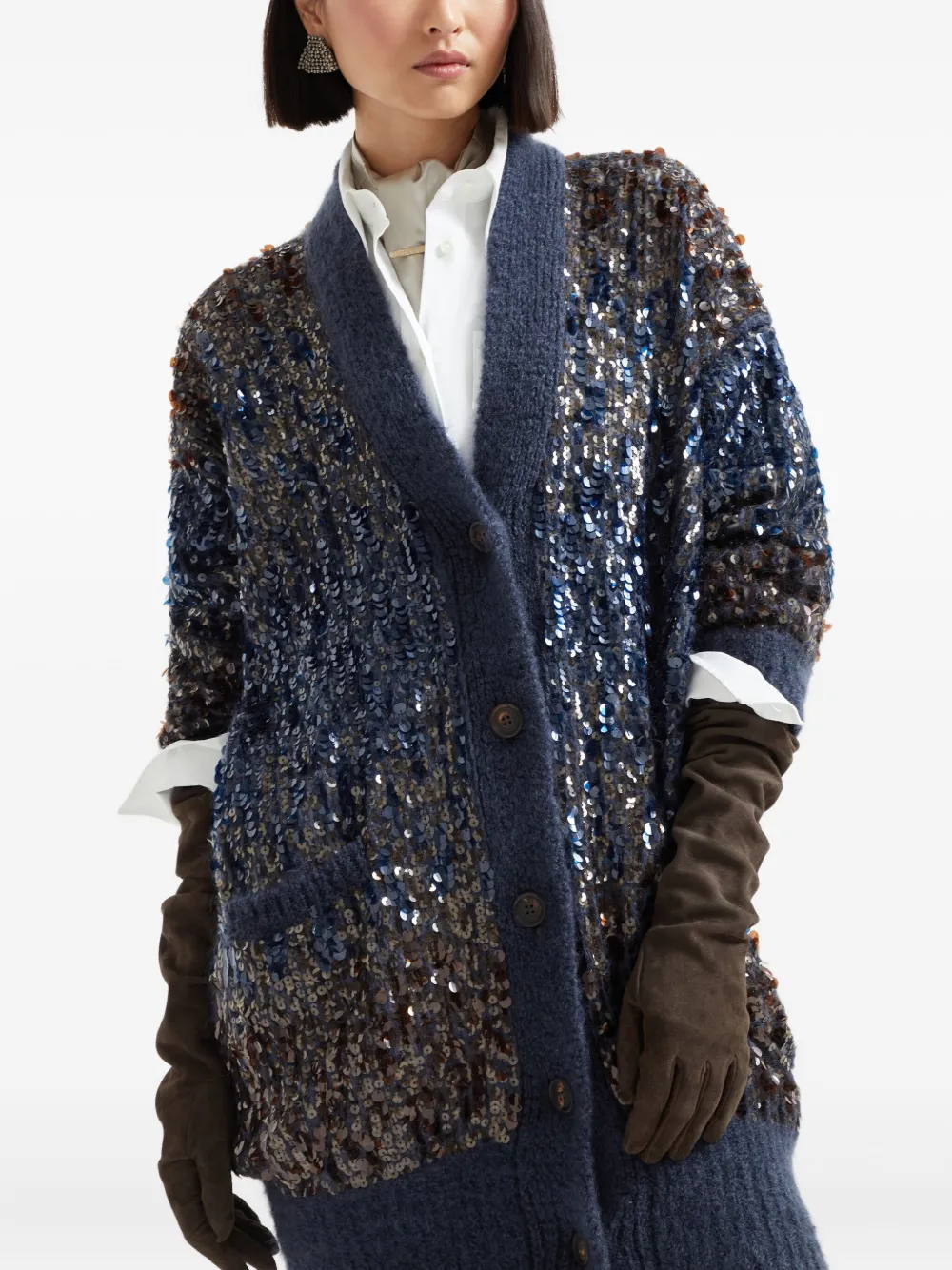 Brunello Cucinelli Cardigan Mit Pailletten In Blue