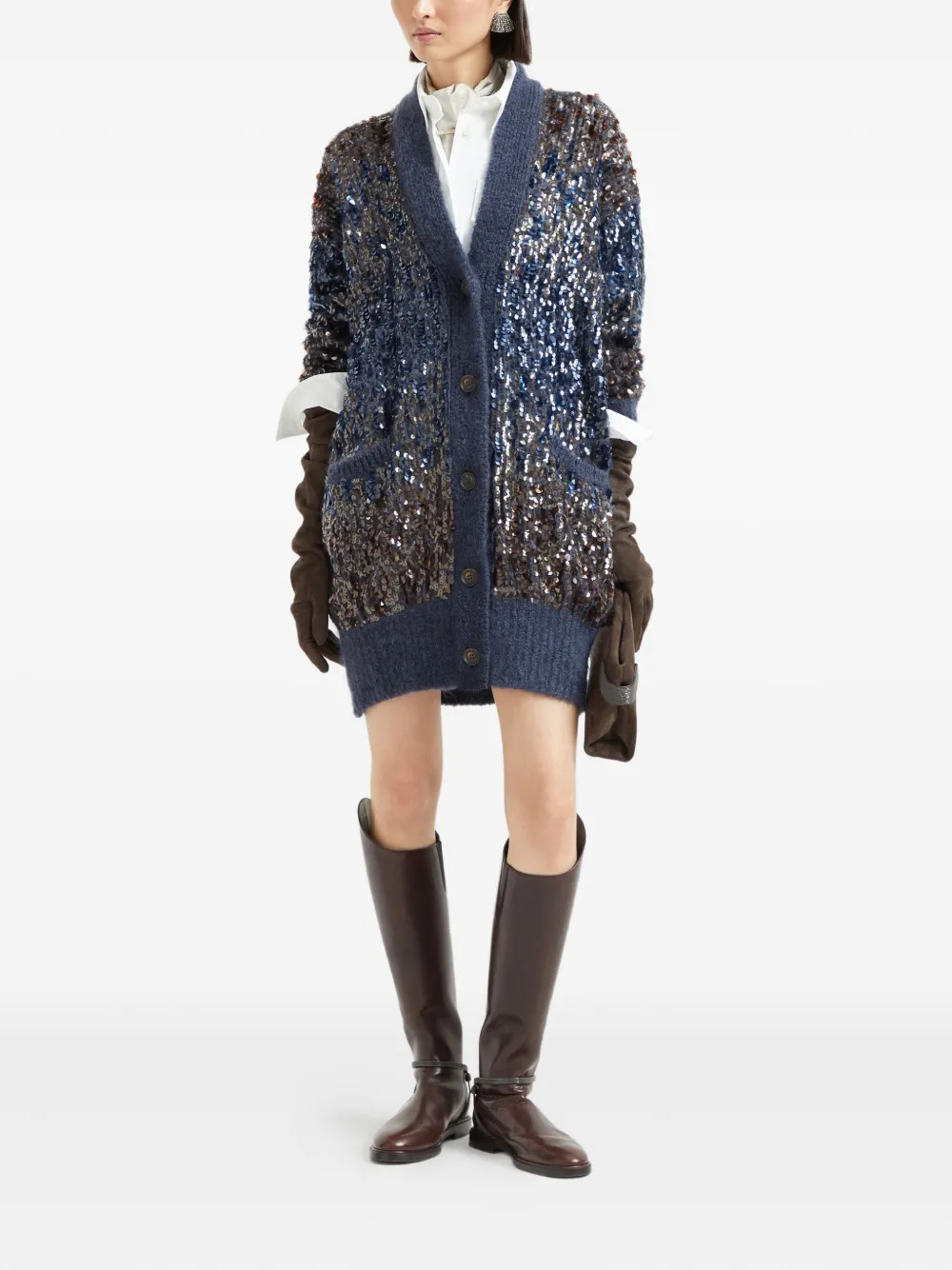 Brunello Cucinelli Cardigan Mit Pailletten In Blue