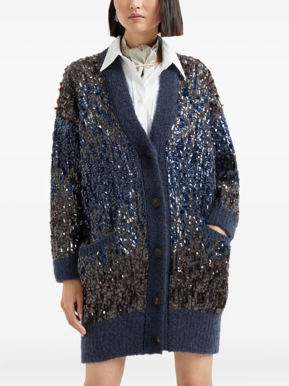 Brunello Cucinelli Cardigan Mit Pailletten In Blue