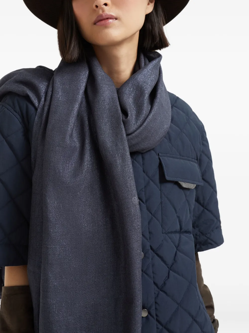 Brunello Cucinelli frayed-edge scarf Blauw