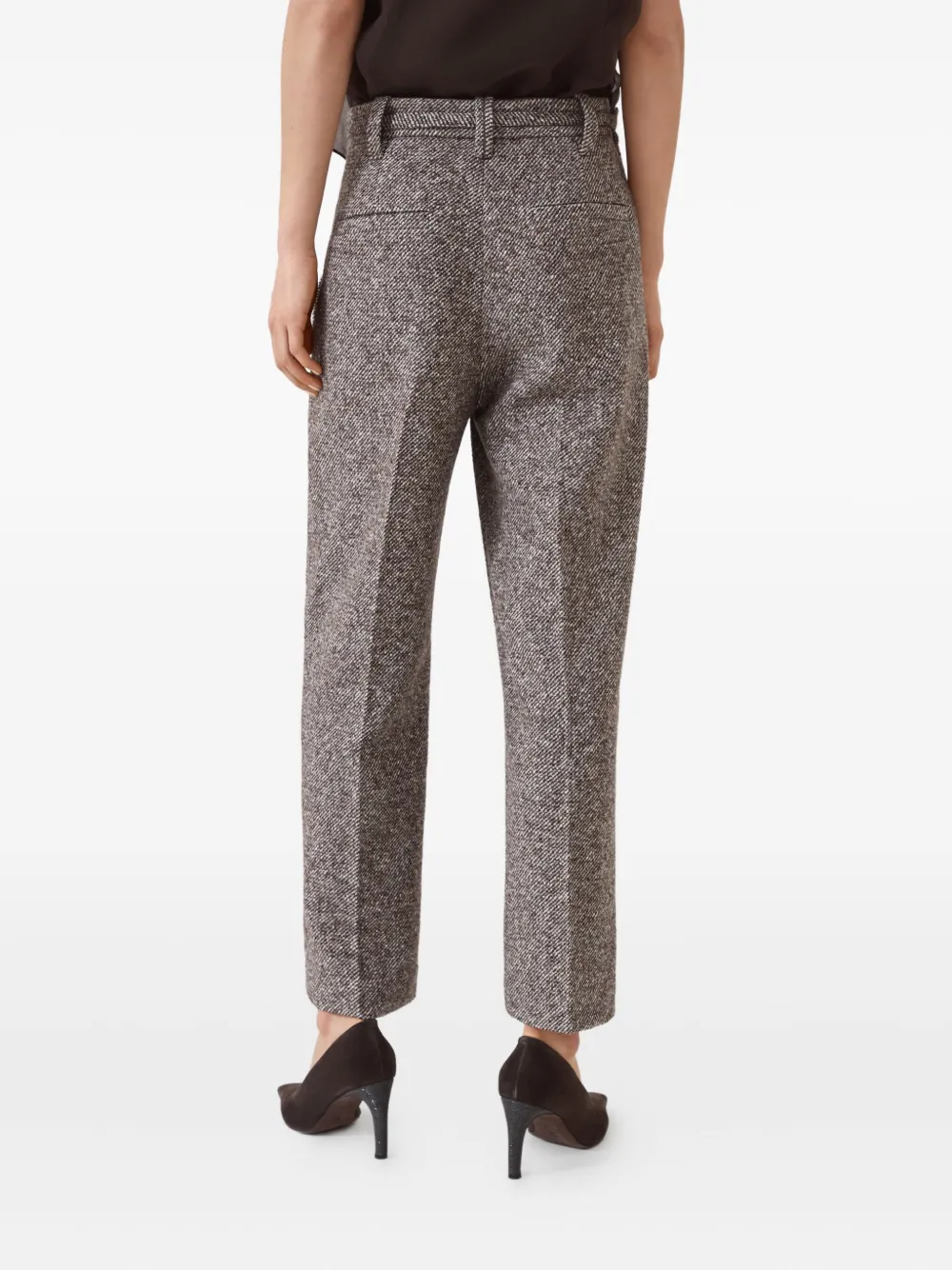 Brunello Cucinelli tweed belted trousers Bruin