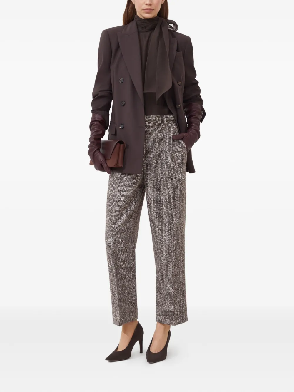 Brunello Cucinelli tweed belted trousers Bruin