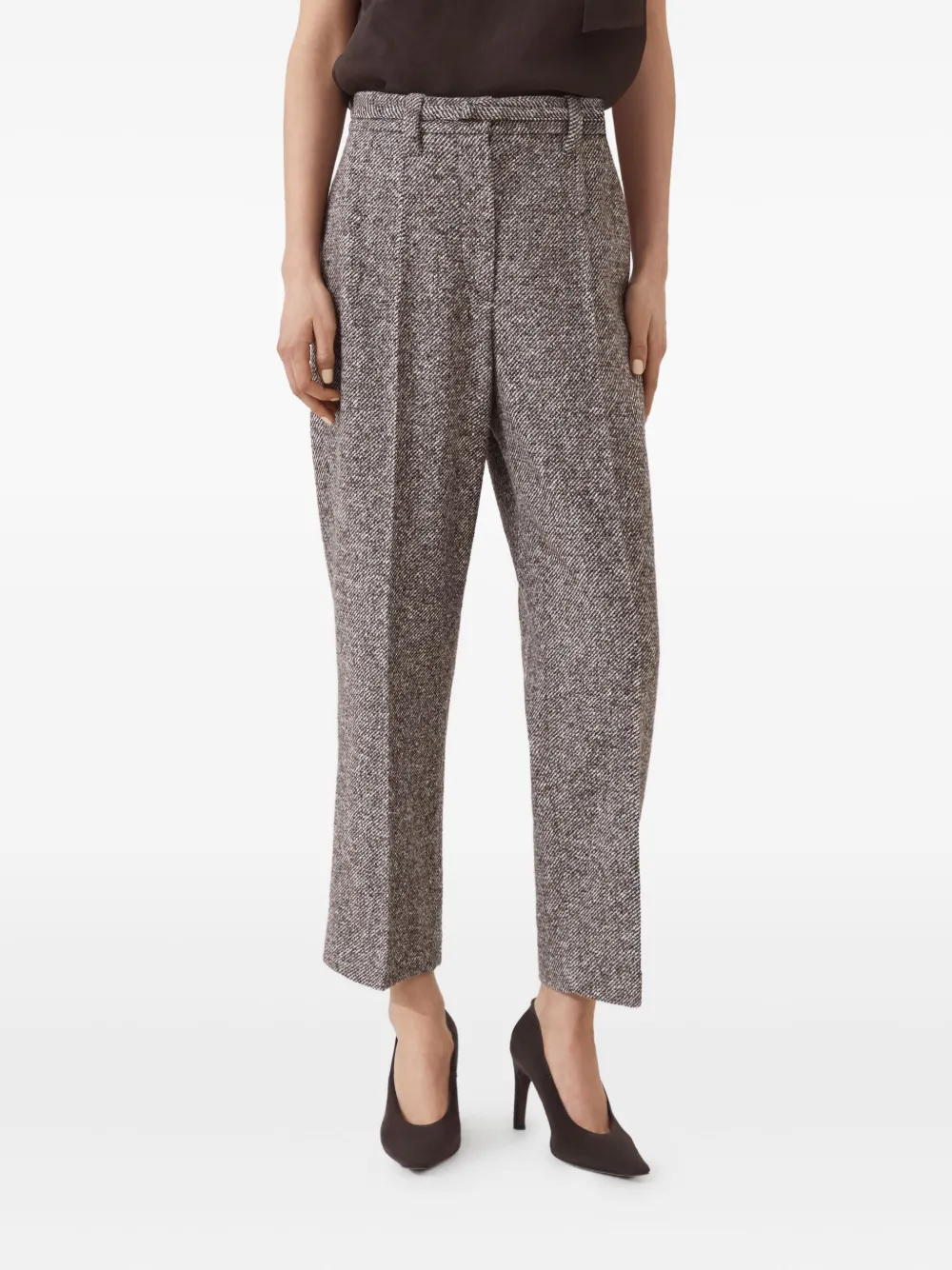 Brunello Cucinelli tweed belted trousers Bruin