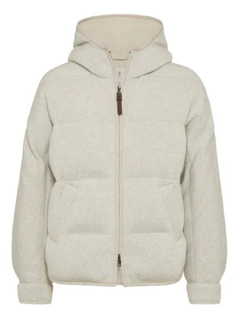 Brunello Cucinelli hooded ribbed puffer jacket