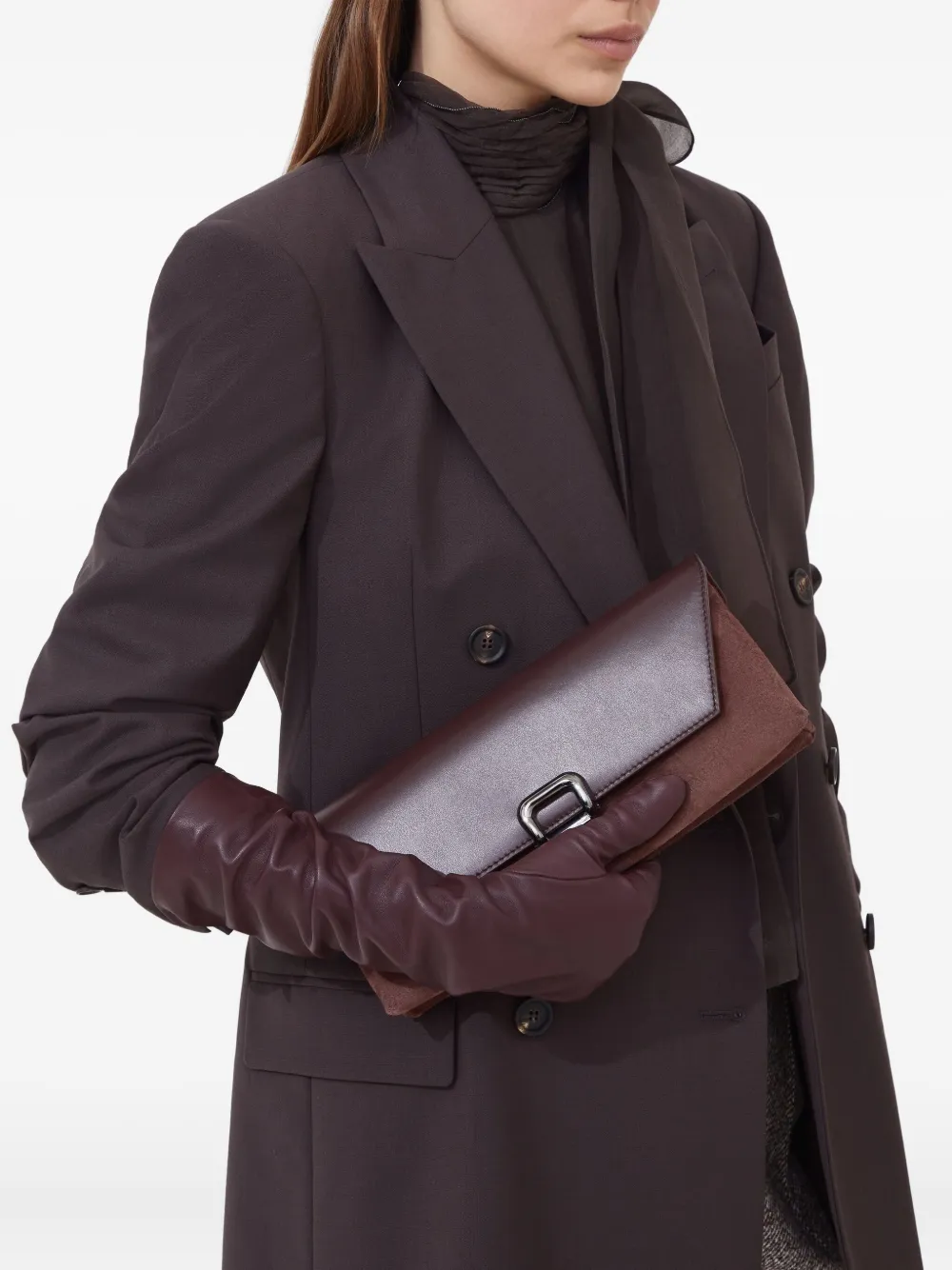 Brunello Cucinelli contrasting-flap clutch bag Bruin