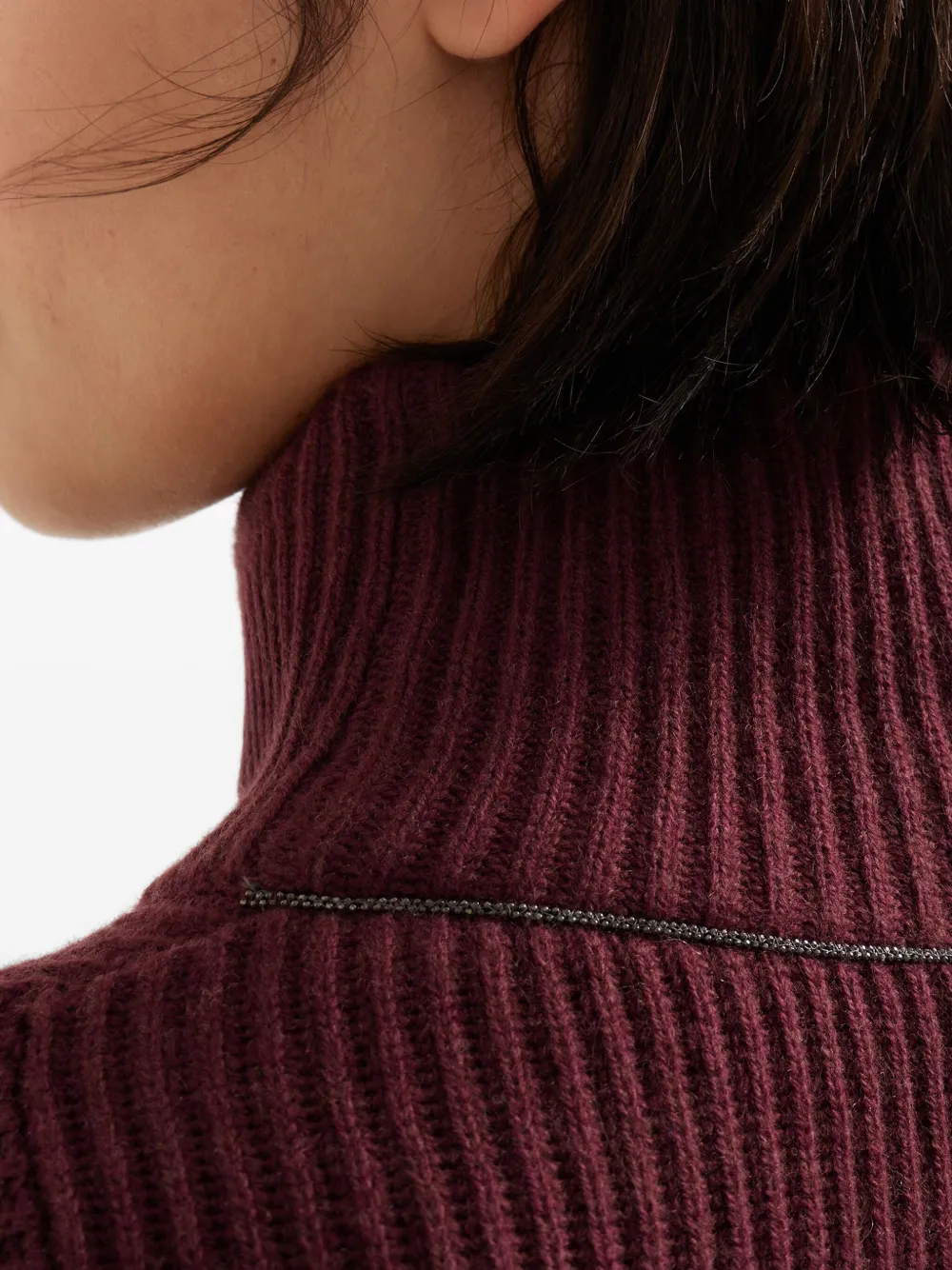 Brunello Cucinelli ribbed turtleneck mini dress Rood
