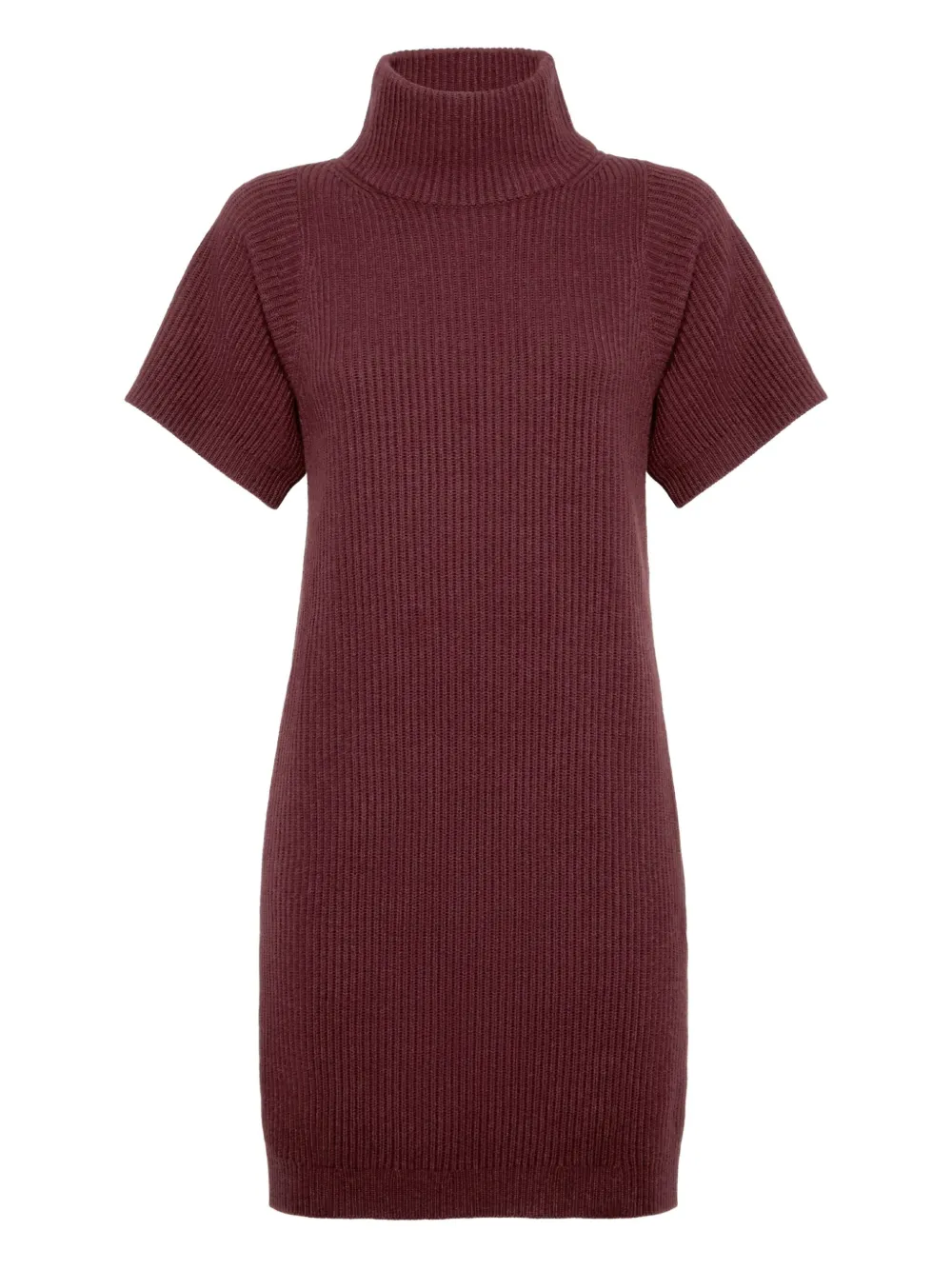 Brunello Cucinelli ribbed turtleneck mini dress Rood